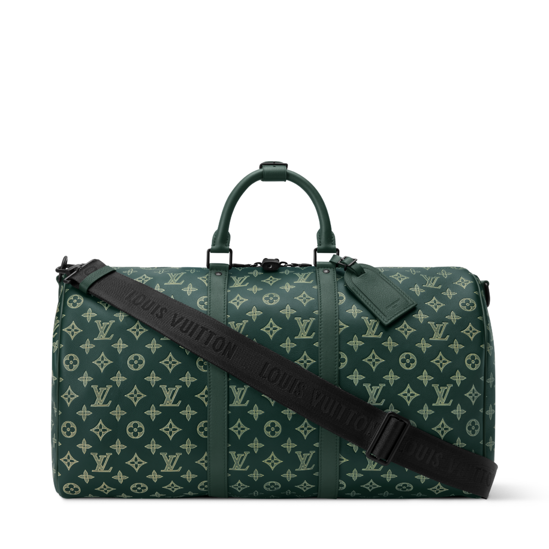 Louis Vuitton ビジネスバッグ グリーン Keepall Bandoulière 50 Monogram Shadow - Men Bags | LOUIS VUITTON